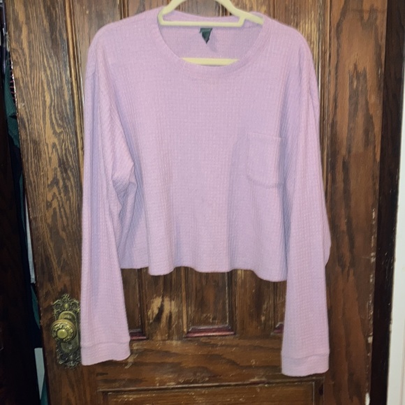 Wild Fable Pink Waffle Knit Pocket Crop Top - Picture 3 of 7